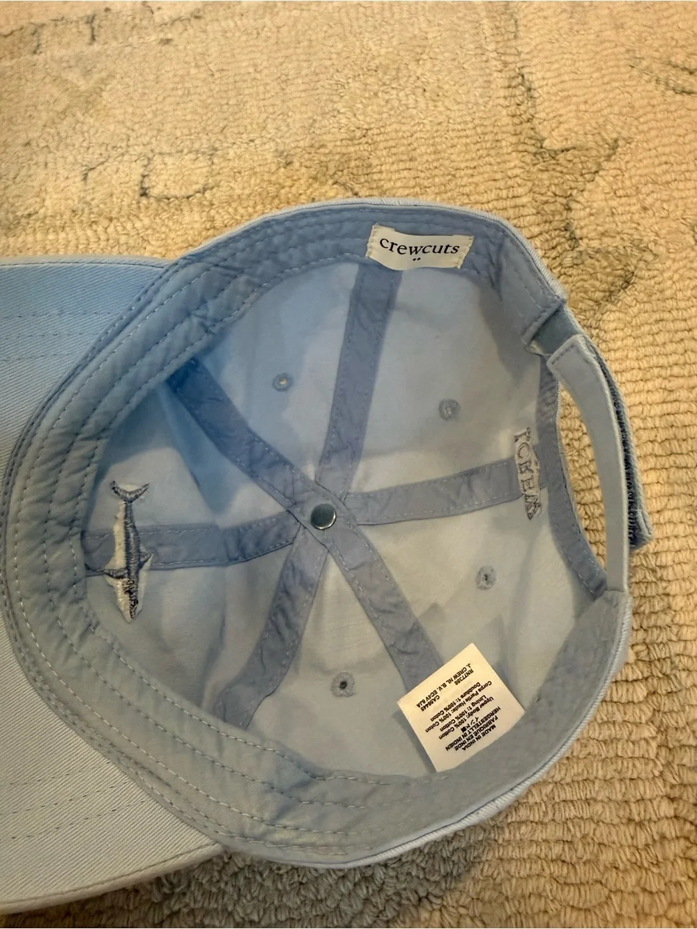 J. Crew Light Blue Kids Baseball Cap with Shark Embroidery